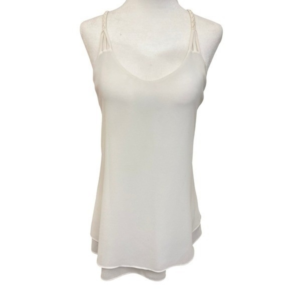 Naked Zebra White Braided T-Back Double Layer Chiffon Camisole Tank Top Small - Picture 2 of 11
